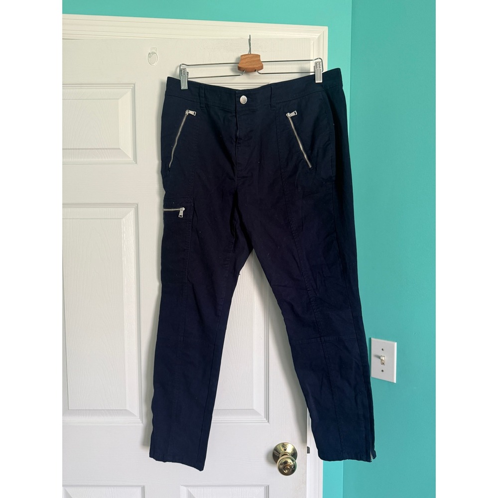 Lauren Ralph Lauren Navy Blue Utility Zipper Cargo Pants Size 16 Slim Fit